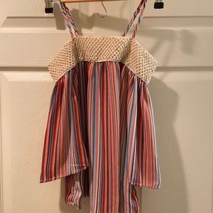 NWOT stripped shirt w/ off the shoulder crochet.